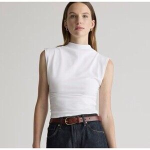 Madewell Sleeveless Mock Neck Tank Top Sz Small White Stretch NWT 90’s Y2K